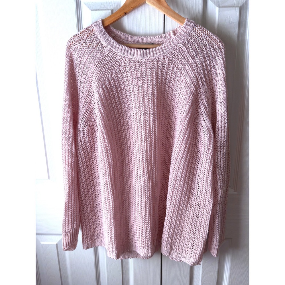 J. CREW Light Pink 100% Linen Relaxed Fit Open Knit Beach Sweater 3X